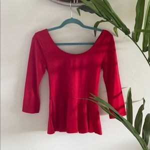 Cherry red quarter sleeve blouse